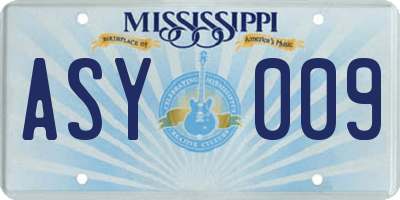 MS license plate ASY009