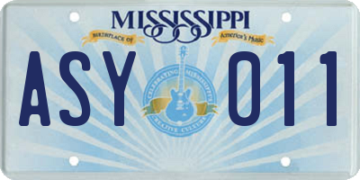 MS license plate ASY011