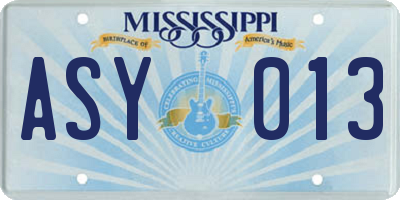 MS license plate ASY013