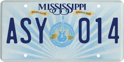 MS license plate ASY014