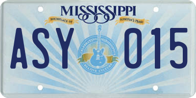 MS license plate ASY015