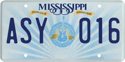 MS license plate ASY016