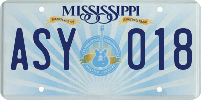 MS license plate ASY018
