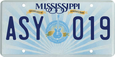 MS license plate ASY019