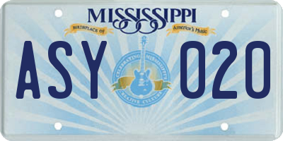 MS license plate ASY020