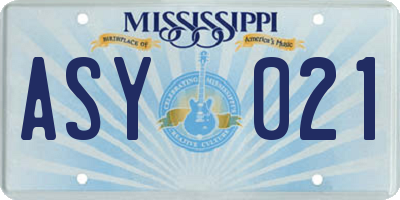 MS license plate ASY021