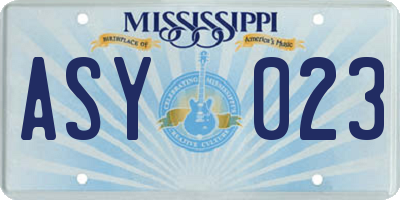 MS license plate ASY023