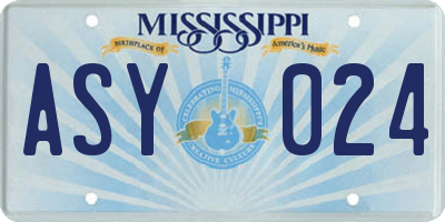 MS license plate ASY024