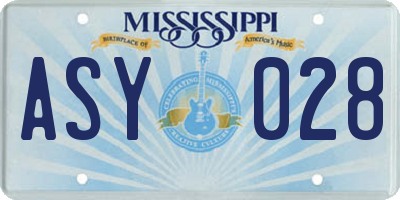 MS license plate ASY028