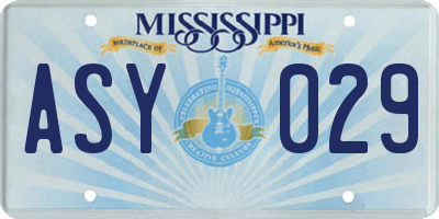 MS license plate ASY029