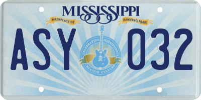 MS license plate ASY032