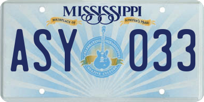 MS license plate ASY033