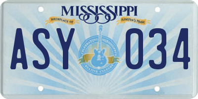 MS license plate ASY034