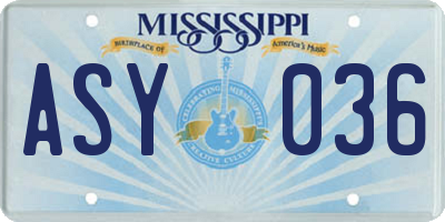 MS license plate ASY036