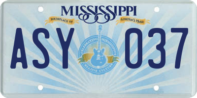 MS license plate ASY037