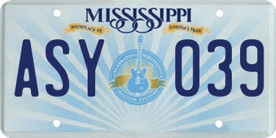 MS license plate ASY039