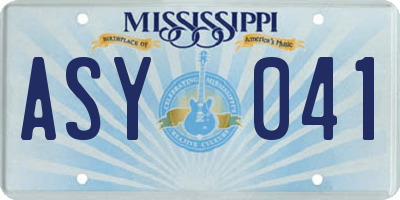 MS license plate ASY041