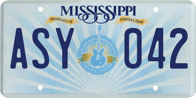 MS license plate ASY042