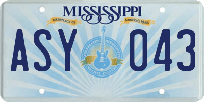 MS license plate ASY043