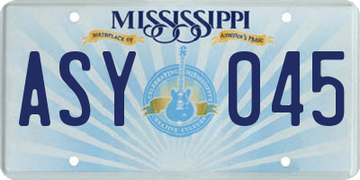 MS license plate ASY045