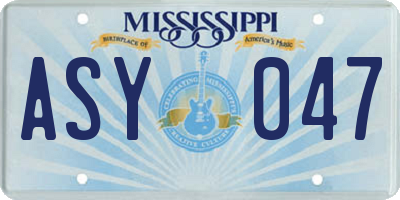 MS license plate ASY047