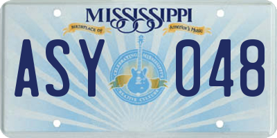 MS license plate ASY048