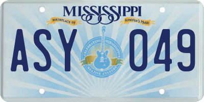 MS license plate ASY049