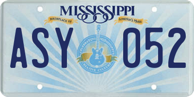 MS license plate ASY052