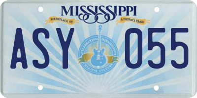 MS license plate ASY055