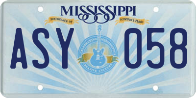 MS license plate ASY058