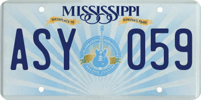 MS license plate ASY059