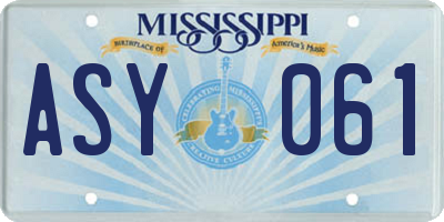 MS license plate ASY061