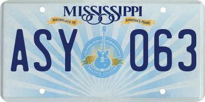 MS license plate ASY063