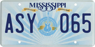 MS license plate ASY065