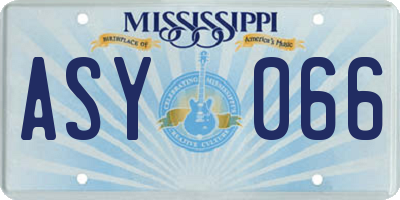 MS license plate ASY066