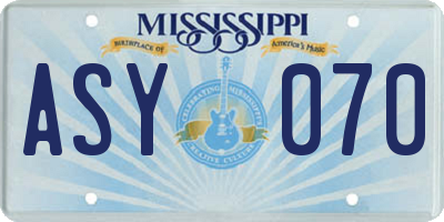 MS license plate ASY070