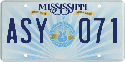 MS license plate ASY071