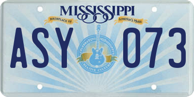 MS license plate ASY073