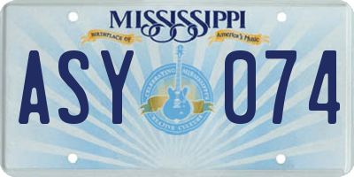 MS license plate ASY074