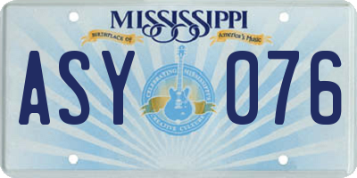 MS license plate ASY076