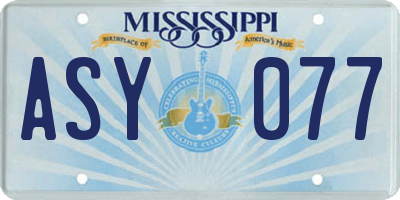 MS license plate ASY077