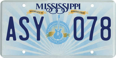 MS license plate ASY078