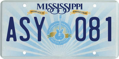 MS license plate ASY081
