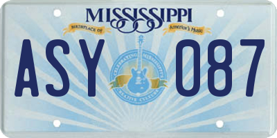 MS license plate ASY087
