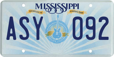 MS license plate ASY092