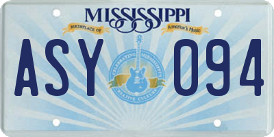 MS license plate ASY094