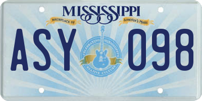 MS license plate ASY098