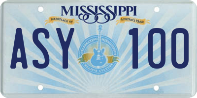 MS license plate ASY100