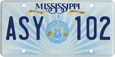 MS license plate ASY102