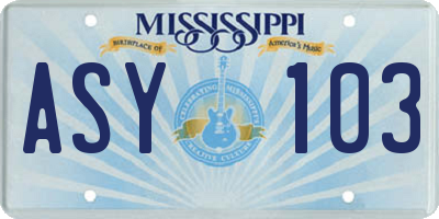 MS license plate ASY103